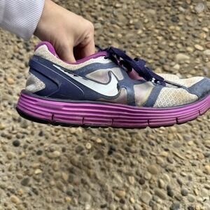 Nike Lunarglide 3 Running Shoes Youth Size 5 Y‎ Purple Navy White Lunarlon Nike+